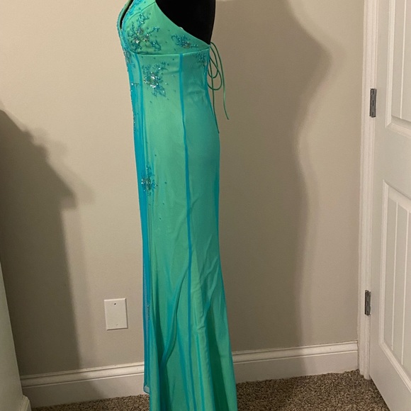 Halter Turquoise and Green prom dress! - Picture 3 of 4